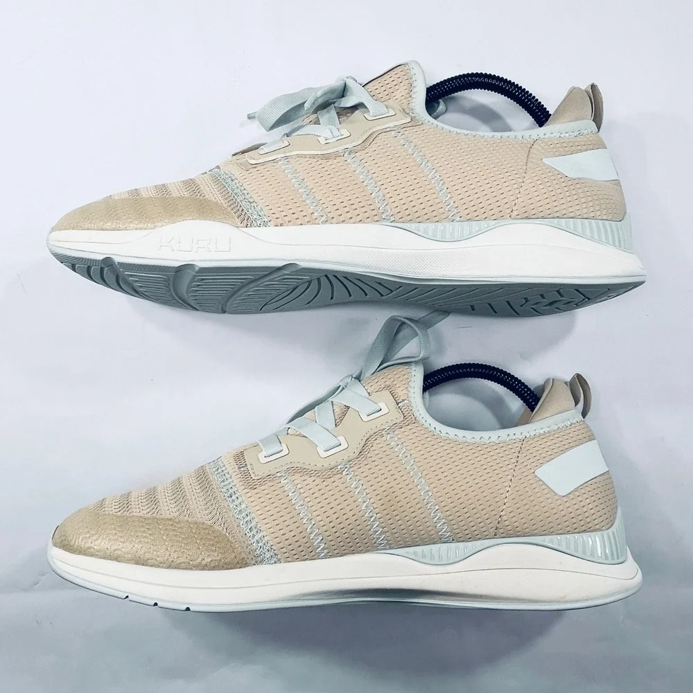 Kuru Stride Move Shoes Womens 11 Beige Blue Athletic Running Walking Sneakers